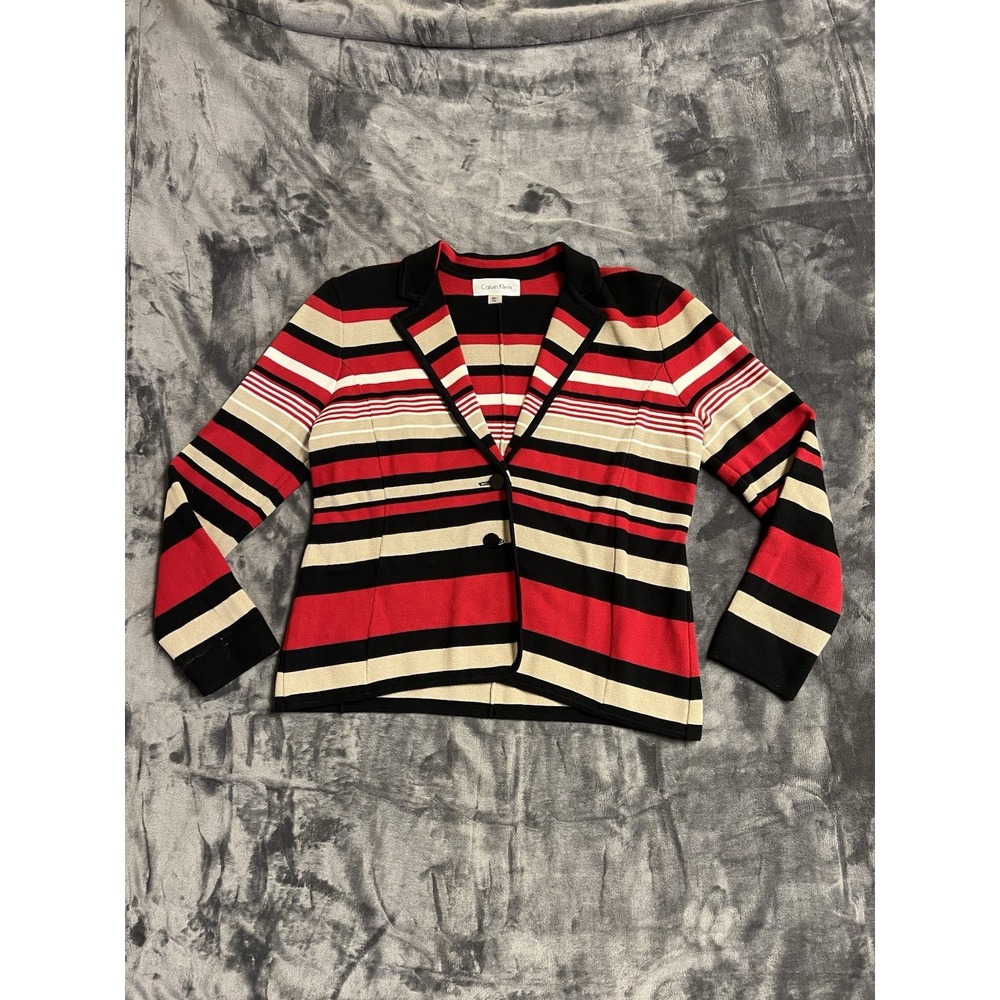 Womens Calvin Klein Knit Striped Blazer Size Petite XL